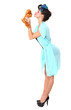 Sexy Pinup Model on a White Background