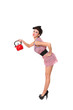 Sexy Pinup Model on a White Background