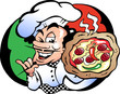 Hand-drawn Vector illustration of an Italien Pizza Baker Hand-drawn Vector illustration of an Italien Pizza Baker