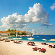 Canvas chairs on the beach