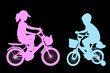 Vektor: boy and girl riding bicycles - vector boy and girl riding bicycles - vector
