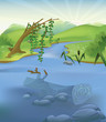 Vektor: Vector river landscape Vector river landscape