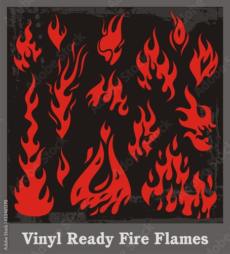 Vettoriale: Vinyl Ready Fire Flames Vinyl Ready Fire Flames