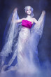 Beauty girl in white plastic dress Beauty girl in white plastic dress
