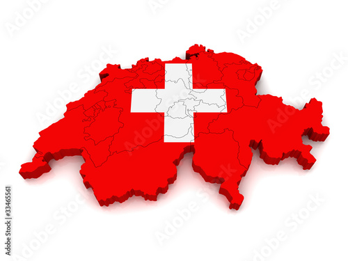 Illustration: 3D Map of Switzerland 3D Map of Switzerland
