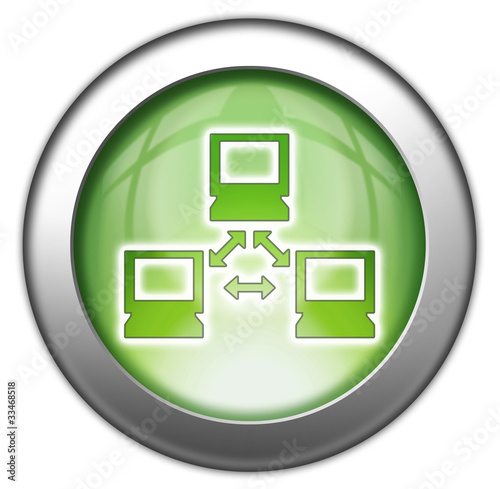 Illustration: Green glossy 3D effect button "Network" Green glossy 3D effect button "Network"