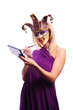 woman in half mask
