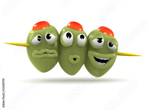 Illustration: 3d These green olives are stuffed 3d These green olives are stuffed