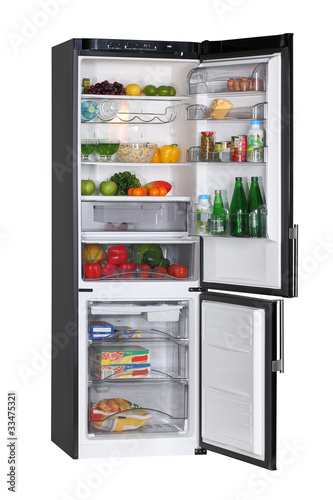 Photo: Two door black refrigerator isolated on white Two door black refrigerator isolated on white