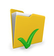 Yellow folder with green check mark - 3d render Yellow folder with green check mark - 3d render