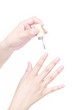 Close up view of painting nail on white background