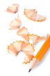 Pencil and shavings over white backrgound