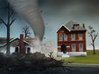 digital painting of a deadly tornado destroying houses digital painting of a deadly tornado destroying houses