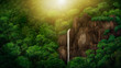 digital painting of a waterfall within a jungle canopy digital painting of a waterfall within a jungle canopy