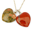 Necklace with red jasper and unakite