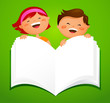 back to school - kids with an open book back to school - kids with an open book