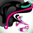 Modern background with old gramophone.