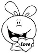 Outlined Bunny With Heart