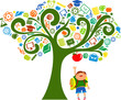 back to school - tree with education icons back to school - tree with education icons