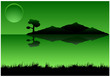 Dark green landscape with tree