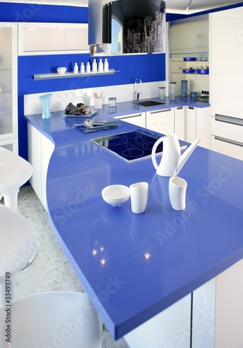 Photo: Blue white kitchen modern interior design house Blue white kitchen modern interior design house