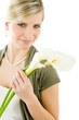 Portrait romantic woman hold calla lily flower