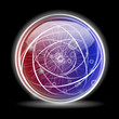 blue and red glossy abstract ball isolated on black