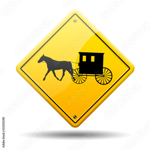 Illustration: Señal amarilla simbolo carruaje amish Señal amarilla simbolo carruaje amish