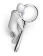 Whiteman looking through a magnifying. 3D man concept