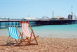 deck chairs on the beach Brigton England