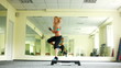 Women is doing exercises with Aerobik Step. Dolly HD.