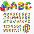 Vetor: Colorful brick toys font with numbers Colorful brick toys font with numbers