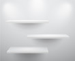 3d isolated Empty shelves for exhibit