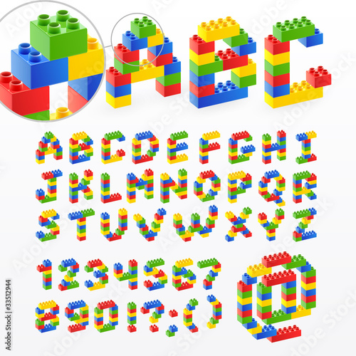 Vektor: Colorful brick toys font with numbers Colorful brick toys font with numbers