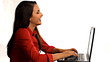 Young business woman working on laptop computer
