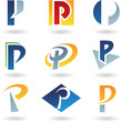 Vector illustration of abstract icons based on the letter P