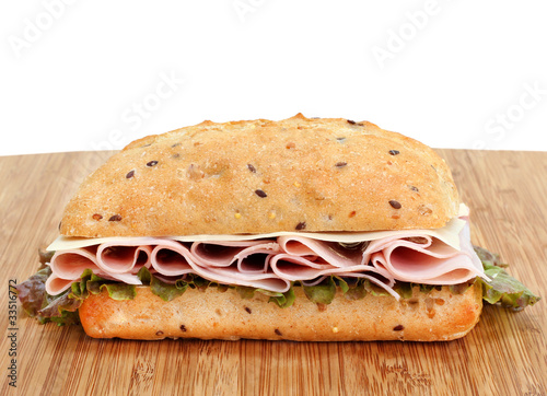 Photo: Ham, Swiss and Lettuce on a Whole Grain Roll Ham, Swiss and Lettuce on a Whole Grain Roll