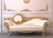 Luxurious leather sofa with frame in royal interior