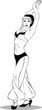 girl dancing in trousers  black and white