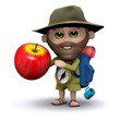 3d Hiker has a juicy red apple for his lunch 3d Hiker has a juicy red apple for his lunch