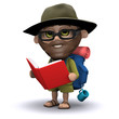 3d Hiker studies a book 3d Hiker studies a book