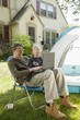 Father and son camping
