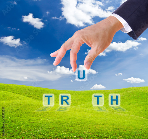 Photo: business man hand made truth word buttons business man hand made truth word buttons