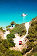 Ship anchored in the bay. Crete. Greece.