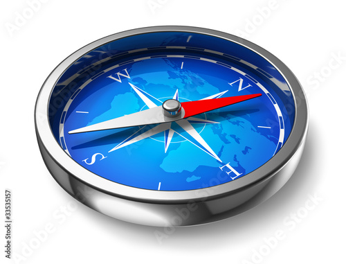 Illustration: Blue metal compass Blue metal compass