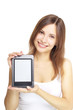 Foto: girl with e-book on white background girl with e-book on white background