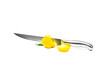 Yellow Sweet Pepper with Knife Isolation Yellow Sweet Pepper with Knife Isolation