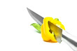 Yellow Sweet Pepper with Knife Isolation Yellow Sweet Pepper with Knife Isolation