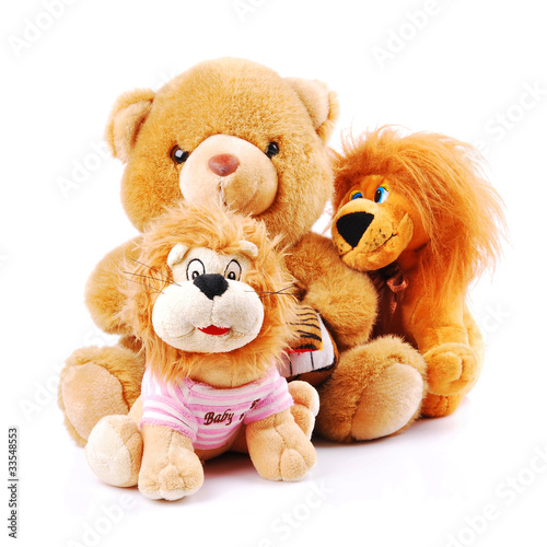 Photo: Plush toy animals isolated on a white background Plush toy animals isolated on a white background