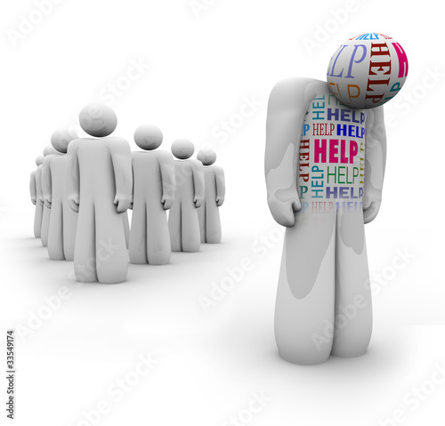 Illustration: Help - Alone Person is Sad and Needs Assistance Help - Alone Person is Sad and Needs Assistance